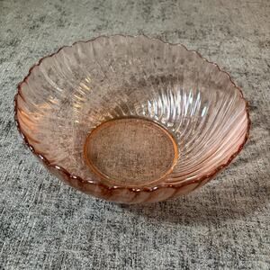 Arcovoc Rosaline Pink Bowl Vintage Swirl Glass Serving Bowl